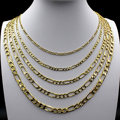 Real 10K Solid Yellow Gold 2mm 6mm Figaro Link Chain Pendant Necklace 14quot; 30quot; $79.99