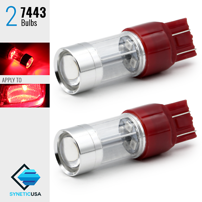 Syneticusa 7443 7440A LED Dual Filament Red Rear Turn Signal Parking Light Bulbs $11.49