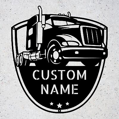 #ad Custom Truck Metal Wall Art Sign Personalized Home Decorations Trucker Gifts $119.95