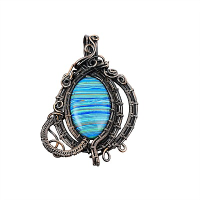#ad Rainbow Calsilica Jewelry Copper Gift For Briedsmaid Wire Wrapped Pendant 2.68quot; $27.00