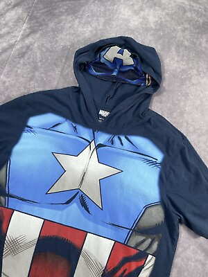 #ad Marvel Captain America Shirt Large Mesh Hood Blue $15.00