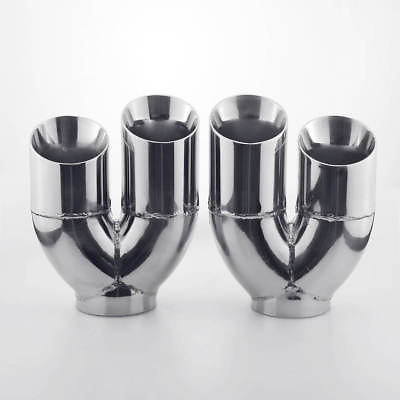 #ad Pair Quad 3quot; Staggered Out Exhaust Tailpipe Tips SS304 3quot; Inlet Dual Layer 8quot; L $156.97