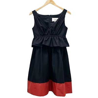 #ad Jill Stuart Dress Black Copper Colorblock Peplum Cocktail Dress Women’s Size 4 $70.00