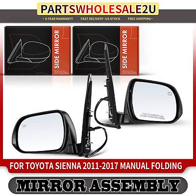 #ad 2x Left amp; Right White Power Heated Mirror for Toyota Sienna 2011 2017 w o Memory $96.99
