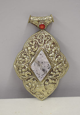 #ad Pendant Silver Druzy Quartz Coral Silver Tibetan Pendant Necklace $216.10