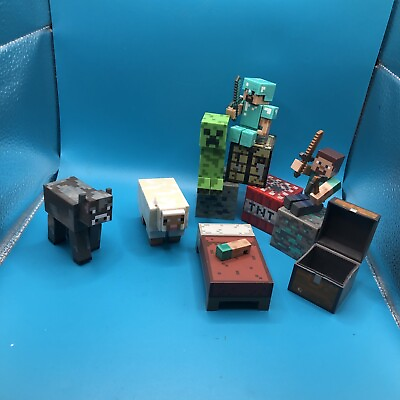 #ad Minecraft Jazwares Figures HUGE LOT of 8 Figurines 3 Accessories Video Game Toys $24.99