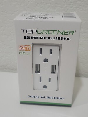 #ad TOPGREENER TU2154A W Wall Electrical Outlets with 2 High Speed USB Charger $10.99