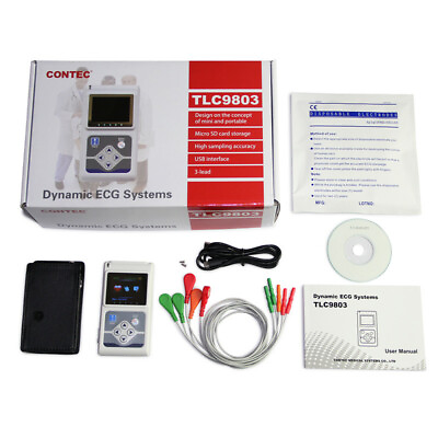 #ad CONTEC 3 Channel 24 hour ECG holter EKG Dynamic ECG Systems recorder PC Software $299.00