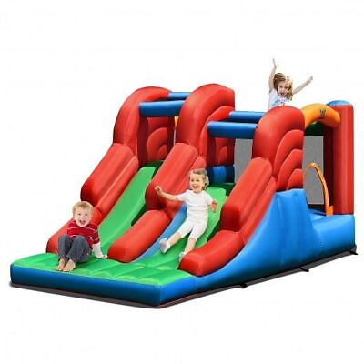 #ad 3 in 1 Dual Slides Jumping Castle Bouncer without Blower Color: Multicolor $276.44