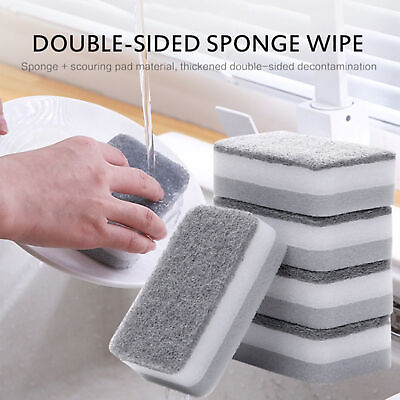 #ad 5pcs Washing Sponge Anti scratch Multi purpose Pot Cleaning Pad Dual color $8.23