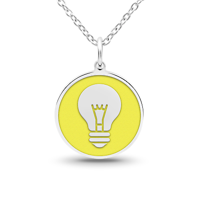 #ad Tokemoti 925 Sterling Silver Light Bulb Yellow Enamel Pendant Necklace $24.95
