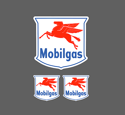 #ad Mobilgas Mobil Gas Badge Oil Vintage Vinyl Decal Sticker 3 for 1 Choose size $4.99