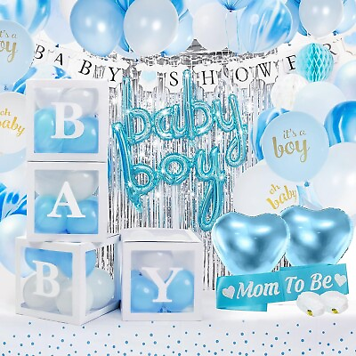 #ad Baby Shower Decorations for Boy All in One inclusive JUMBO Decor Set Blue $35.00