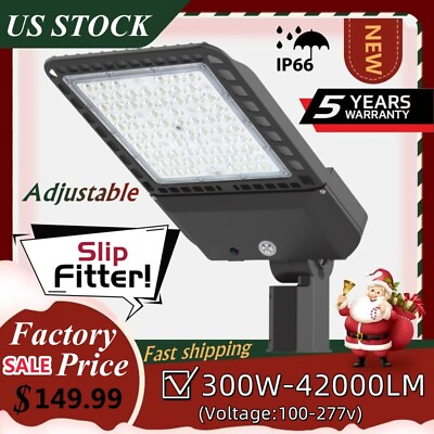 #ad 300W LED Parking Lot Light Replace 1000W MH Street Shoebox Light for Round Poles $147.00