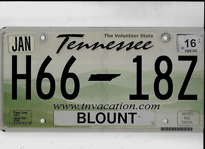 #ad TENNESSEE passenger 2016 license plate quot;H66 18Zquot; ***BLOUNT*** $5.50