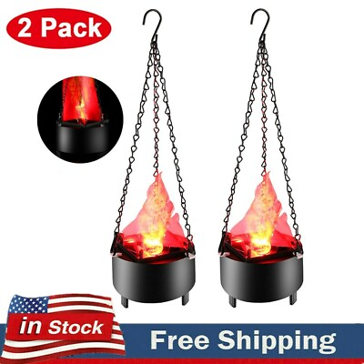 #ad 2PCS LED Fake Fire Flame Effect Lights Artificial Flickering Campfire Table Lamp $19.99