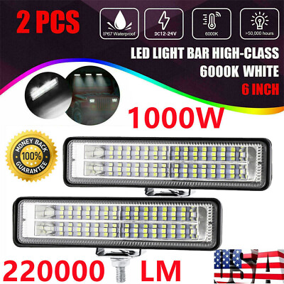 2Pcs 6quot; 1000W LED Work Light Bar Flood Fog Lamp Offroad Driving Truck ATV SUV US $12.99