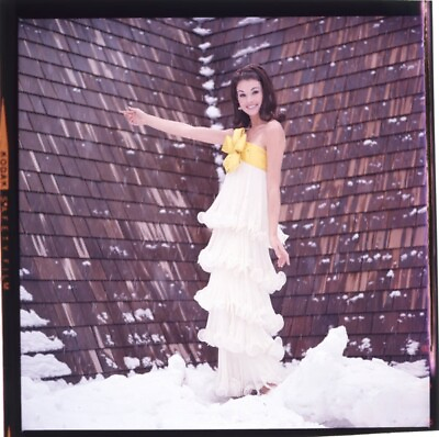 #ad Cluadine Auger James Bond girl pose in snow Original 2.25 x 2.25 Transparency $49.99