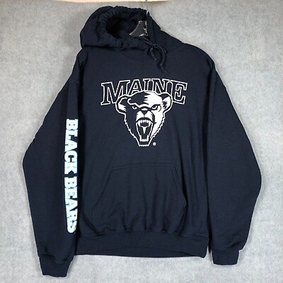 #ad University Maine Black Bears Hoodie Adult Medium Blue NCAA Sweatshirt Mens $24.99