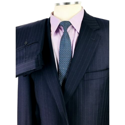 #ad 43L Jos A Bank Signature Gold Mens 2 Button Wool Suit Dotted Pinstripe Pants 38 $69.95