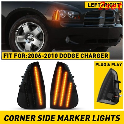 #ad Black Corner Fits Light 06 2010 Dodge Charger Signal Pair Replacement Lamp 2set $65.99