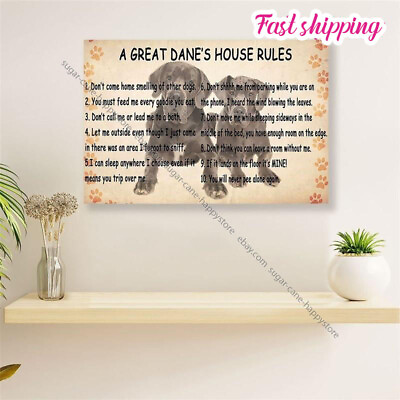 #ad Great Danes House Rules Dog Home Dcor Great Dane Puppies Lover Poster poster ... $14.52