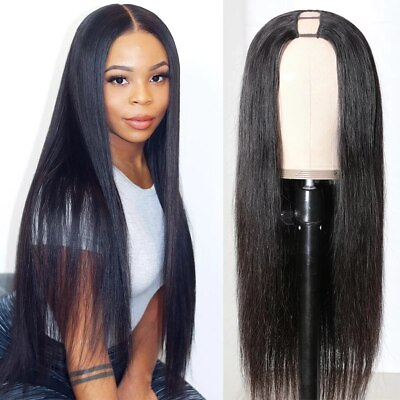 #ad Straight Wigs Cheap U Part Wig Brazilian Human Hair Wigs For Women Glueless $195.43