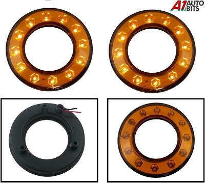 2x Led Rear Tail Amber Indicator Repeater Light Lamp Outer Ring 24v Truck Bus GBP 19.73