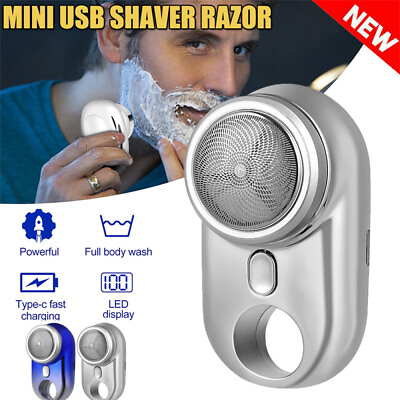 #ad Mini Portable Electric Razor for Men USB Rechargeable Shaver Beard Trimmer LCD $12.96