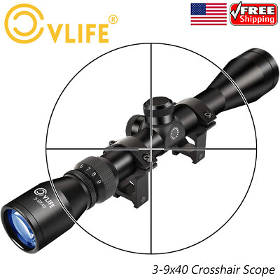 #ad CVLIFE 3 9x40 Rifle Scope Optics R4 Reticle Crosshair Scope 1quot; Tube Ring Mount $33.99