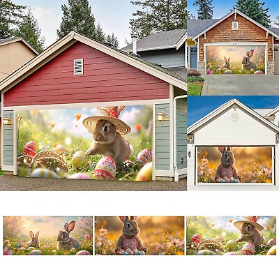 #ad 1pc Easter Bunny Garage Background Cloth Decoration Large Cute Bunny Easter $44.09