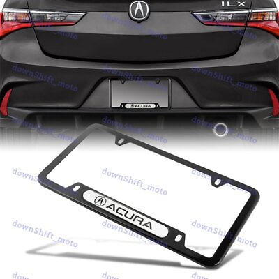 #ad 1PCS For ACURA Black WH Metal Stainless Steel License Plate Frame MDX RDX TSX TL $10.99