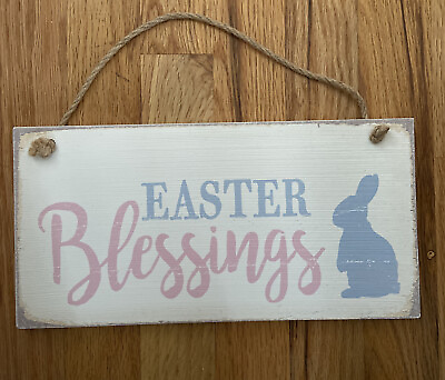 #ad Quill to Paper EASTER Blessings Bunny Distressed Wood Sign farmhouse New Decor $7.00
