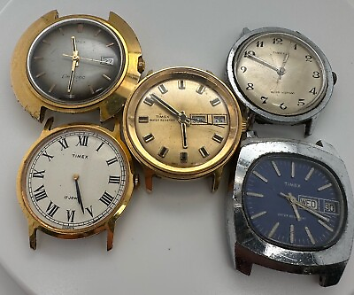 #ad Lot Of 5 Vintage Men’s Timex Wristwatches Manual amp; Electronic For Parts Repair $99.00