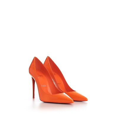 #ad CHRISTIAN LOUBOUTIN 795$ Kate 100mm Pumps Patent Leather Fluo Orange $476.00