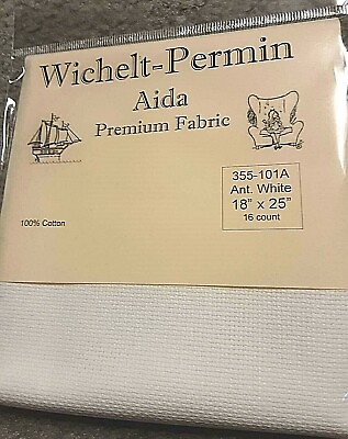 #ad Wichelt Imports PREMIUM Cross Stitch Fabric AIDA 16ct 18quot; X 25quot; ANTIQUE WHITE $16.87
