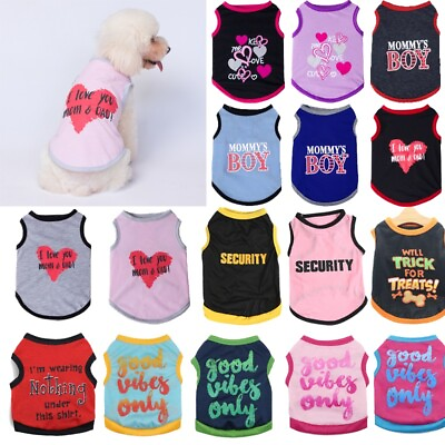 #ad Cute Pet Dog Clothes T Shirt Print Small Cat Puppy Vest Apparel Wholesale XS XL‹ $3.00