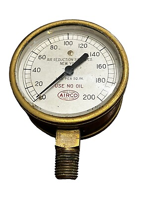 #ad Airco Air Reduction Sales Co New York Brass Gauge Industrial Steampunk Vintage $40.00