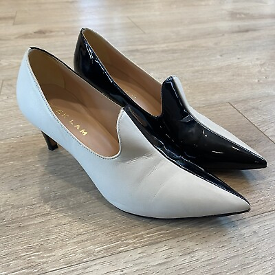 #ad Derek Lam Womens Size 6 high heel pointed toe leather pump Black White Fashion $35.00