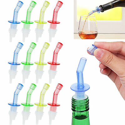#ad 12 X Liquor Wine Oil Bottle Pourer Stopper Pour Spout Dispenser Flow Cap Plastic $12.68