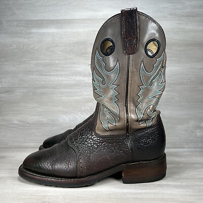 #ad Double H Boots Mens 10 D Brown Leather Square Toe Cowboy Western DH3575 $59.95