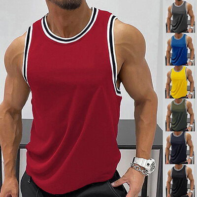 #ad Men#x27;s Sleeveless Muscle Tank Top Shirt Arm Top Tank Top Fitness Bib Shirt GYM $15.50