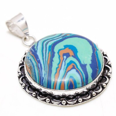 #ad Rainbow Calsilica Gemstone Handmade Pendant 2.25quot; 925 Sterling Silver Jewelry $8.54
