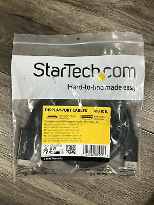 #ad StarTech DisplayPort to HDMI Adapter Cable 3 m 10 ft. 4K 30Hz DP2HDMM3MB $19.99