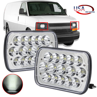 Pair 7X6quot; 5x7quot; LED Headlights Square For Chevy Express Cargo Van 1500 2500 3500 $32.71