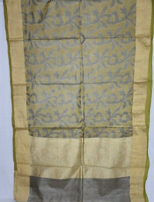 #ad Vintage Indian Rajwadi Embroidered Saree 100% Pure Silk Flower Woven Sari Fabric $30.23