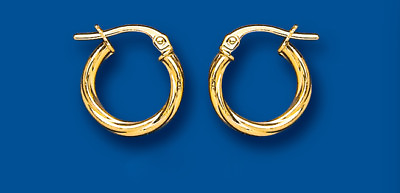 #ad Hoop Earrings Yellow Gold Rope Twist Creole 14mm Hallmarked $127.52