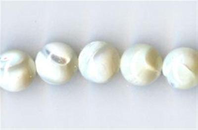 #ad 8mm White Mother of Pearl Round Beads 10 Beads $3.00
