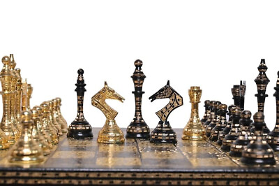 #ad Brass Metal Luxury Chess set Pieces amp; Board game antique collectibles vintage $224.99