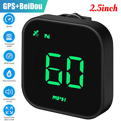 #ad Digital GPS Speedometer Car HUD Head Up Display MPH KMH Compass Overspeed Alarm $17.98